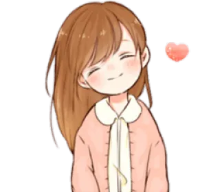 😍 kreskówka, dziewczyna, serce, szczęśliwy, słodki, przyjazny telegram sticker
