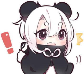 ❗ Panda, Anime, Chibi, Kawaii, Lindo, Emoji telegram sticker