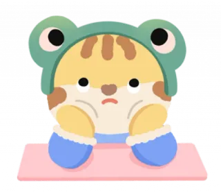 🐯 猫, カエル, かわいい, 動物, 可愛い, マンガ whatsapp sticker