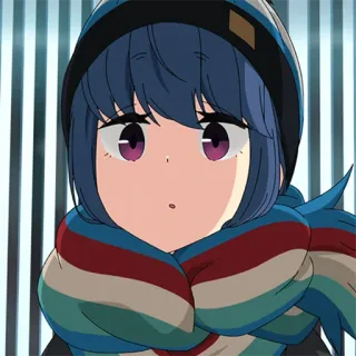 😯 Rin Shima Yuru Camp Anime, Desenho animado, Fofo, Cachecol, Personagem, Feminino telegram sticker