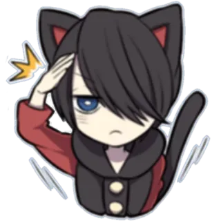 👮 Аниме, Кот, Манга, Кошачьи ушки, Чиби, Персонаж whatsapp sticker