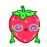😵💫 fragola, frutta, stordito, cartone animato, carino, personaggio, cibo telegram sticker