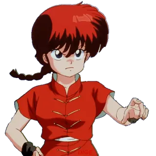 👺 Ranma Saotome Ranma ½ Anime, Artes marciales, Luchador, Chica, pelo rojo, Dibujos animados whatsapp sticker