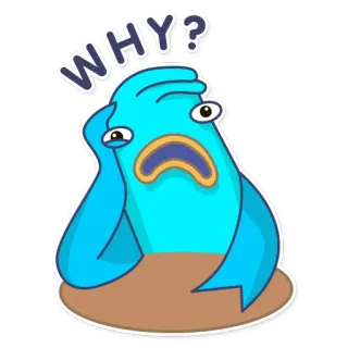 😢 WHY? 질문, 혼란스러움, 슬픔, 질문하기, 만화, 파란색, 감정, 표정 telegram sticker