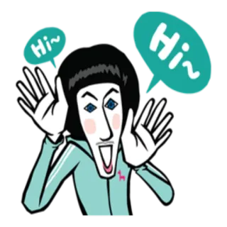 😄 Hi~ greeting, cartoon, character, hi, wave telegram sticker