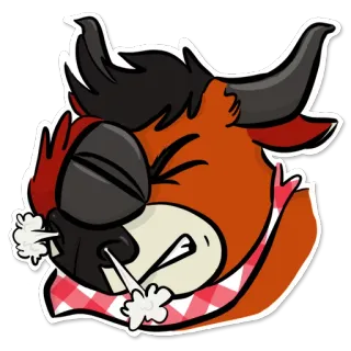 😤 漫画, 動物, 雄牛, 怒り, 湯気, 赤, バッファロー, イラスト, ステッカー telegram sticker
