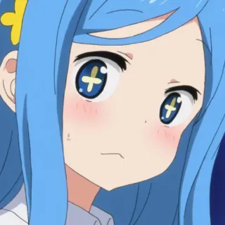 🌧 Fille anime, Manga, Dessin animé, Mignon, Cheveux bleus, Anime whatsapp sticker