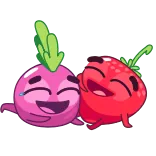 😂 Cartoon, Gemüse, Süß, Zwiebel, Tomate, Fröhlich telegram sticker