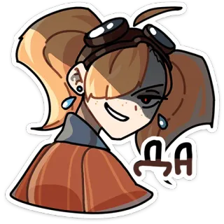 ⭐ Да anime, cartoon, meisje, personage, uitdrukking, emotie whatsapp sticker