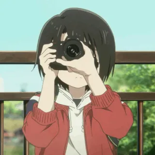 🥢 Anime, Mädchen, Kamera, Fotografie, Porträt, Süß, Cartoon telegram sticker