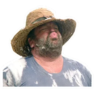 😘 homem, chapéu, biquinho, barba, suor telegram sticker