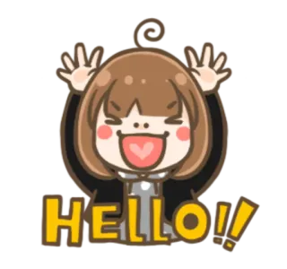 🙌 HELLO!! xin chào, lời chào, hoạt hình, dễ thương, anime telegram sticker