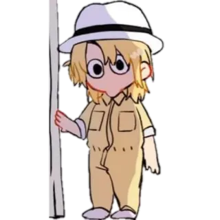 🌚 Dibujo animado, Personaje, Sombrero, Peto, Lindo telegram sticker