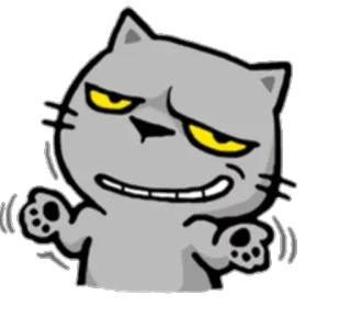 😏 Katze, Cartoon, Tier, Grau, Ausdruck telegram sticker