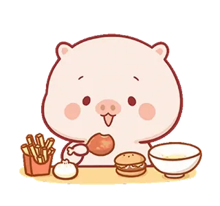 ⭐ pig, food, cute, cartoon, animal whatsapp sticker