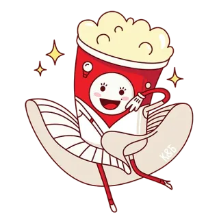 💃 popcorn, cartoon, food, cute, mascot, humor telegram sticker