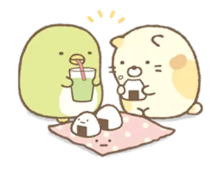 😂 kawaii, imut, penguin, beruang, nasi kepal, makanan, minuman, sumikko gurashi telegram sticker