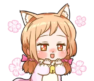 🌸 ragazza gatto, anime, kawaii, carino, cartone animato, chibi telegram sticker