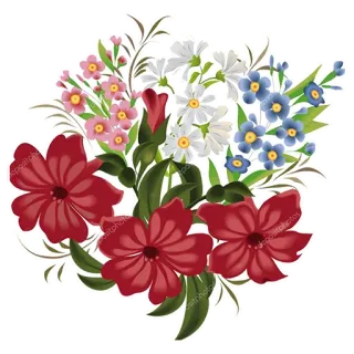 💐 Blume, Blumenmuster, Strauß, Blumen, rot, rosa, weiß, blau telegram sticker