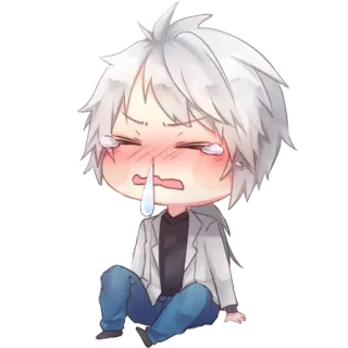 😭 Chibi, Weinend, Traurig, Anime, Manga, Weißes Haar telegram sticker