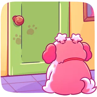 🥺 dog, puppy, cartoon, door, animal, pet telegram sticker