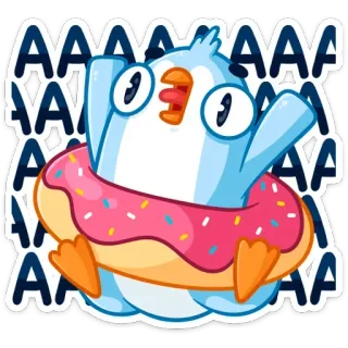 😱 AAAAAAAAA oiseau, donut, dessin animé, mignon, autocollant whatsapp sticker