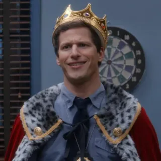 😏 Jake Peralta Brooklyn Nine-Nine комедия, телешоу, полиция, король, корона, детектив whatsapp sticker