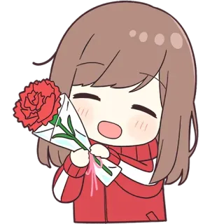 ☺ Anime, Mädchen, Blume, Nelke, Süß, Kawaii telegram sticker