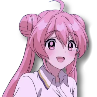 🥰 Anime, Cartoon, Mädchen, pinke Haare, Lächeln, Illustration telegram sticker