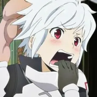 🗻 Bell Cranel Is It Wrong to Try to Pick Up Girls in a Dungeon? Anime, Bell Cranel, DanMachi, capelli bianchi, occhi rossi, Fantasy telegram sticker