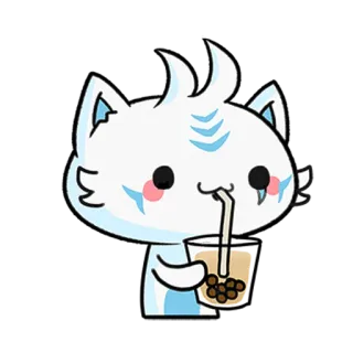 😗 고양이, 귀여운, 동물, 음료, 버블티, 스티커, 만화, SD캐릭터 telegram sticker