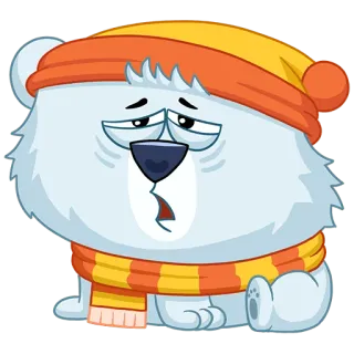 🥱 ours, triste, dessin animé, hiver, animal, autocollant telegram sticker