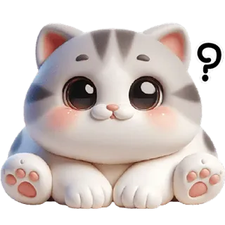 🤔 gato, gatito, lindo, signo de interrogación, animal, mascota, dibujo animado telegram sticker