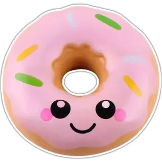 🍩 ciambella, cibo, dolce, dessert, rosa, carino whatsapp sticker