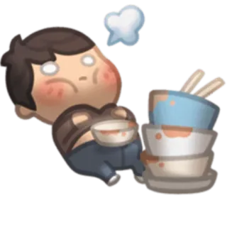 🤢 eten, voedsel, gerechten, gezette, moe, uitgeput telegram sticker