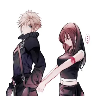 🥢 Cloud Strife, Tifa Lockhart Final Fantasy VII anime, final fantasy, cloud strife, tifa lockhart, video game, couple telegram sticker