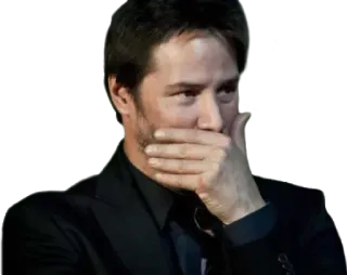 😏 Keanu Reeves person, celebrity, actor, keanu reeves, shocked, surprise, hand over mouth telegram sticker