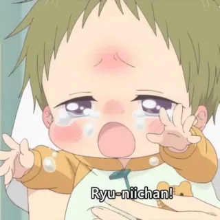 🥯 Ryu-niichan! 赤ちゃん, アニメ, 泣く, かわいい, 可愛い, 子供 whatsapp sticker