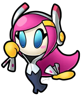 😎 Susie gra wideo, postać, różowe włosy, Kirby, robot telegram sticker