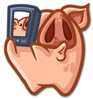 📷 porco, animal, desenho animado, telefone, selfie telegram sticker