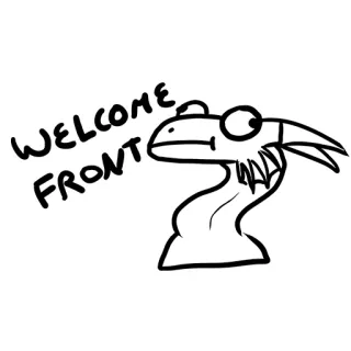 😑 WELCOME FRONT Desenho animado, Bem-vindo, Monstro, Arte de linha telegram sticker