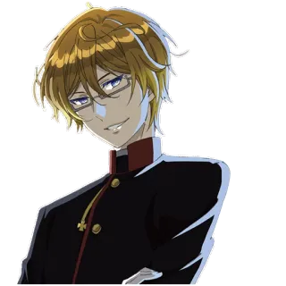 😏 Anime, Personnage, Lunettes, Uniforme, Homme whatsapp sticker