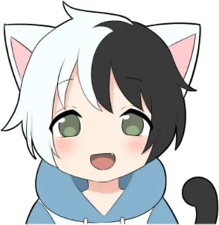 😀 Аниме, Кот, Нэко, Каваий, Мультфильм, Милый, Персонаж telegram sticker