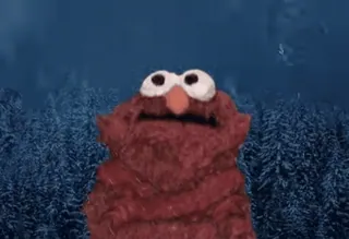 🥶 Elmo Элмо, Улица Сезам, Маппет, милый, зима, снег, лес telegram sticker