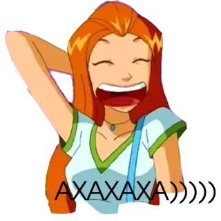 😅 Samantha Simpson Totally Spies! AXAXAXAXA)) kartun, gadis, tertawa, mata-mata, Sam telegram sticker