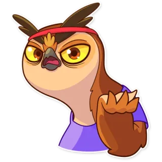 💁 burung hantu, marah, kartun, burung, stiker, karakter telegram sticker