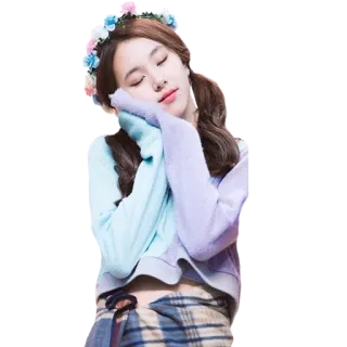 😴 wanita, gadis, potret, imut, mengantuk, bunga, pastel telegram sticker