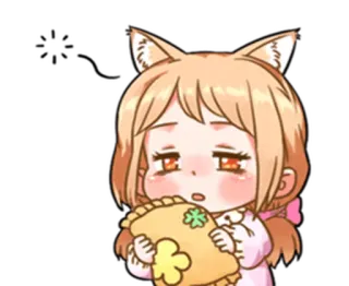 🥱 Anime, Chibi, Kawaii, Carino, Ragazza Volpe, Kemonomimi, Cuscino whatsapp sticker