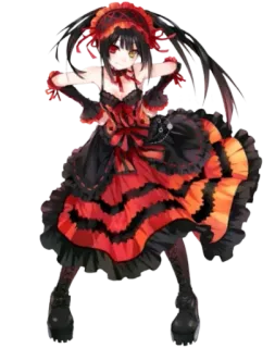 😇 Kurumi Tokisaki Date A Live Anime, Ragazza, Vestito, Rosso, Nero, Date A Live, Kurumi Tokisaki telegram sticker