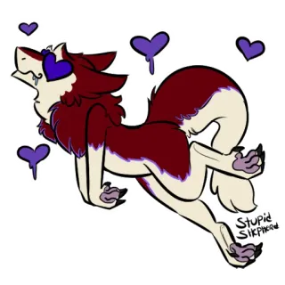 💜 Stupid Silkphere волк, мультик, сердце, фиолетовый, животное, милый, наклейка telegram sticker